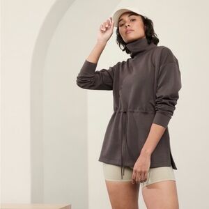Athleta Women’s Dark Gray Allure Balance Cinch Waist Turtle Neck Sweatshirt